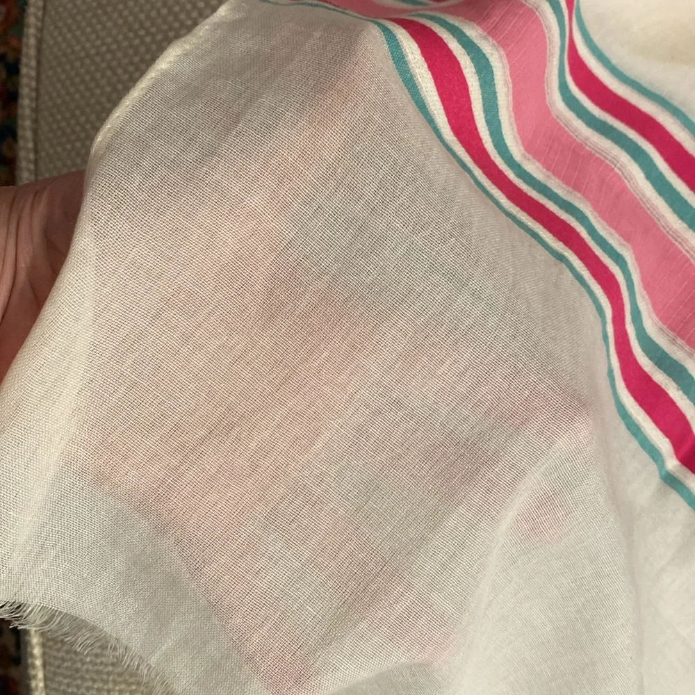 Colorful Pink/ Coral/ Turquoise Striped Oblong Scarf